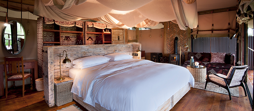 Award winning Somalisa Camp offers elegant under canvas safari tents in Zimbabwe's Hwange National Park.