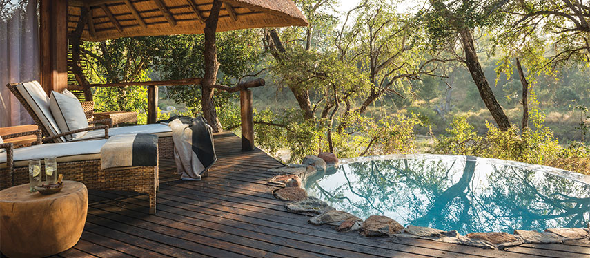Sit out on the deck or take a plunge in the pool at Dulini Lodge in the Sabi Sands