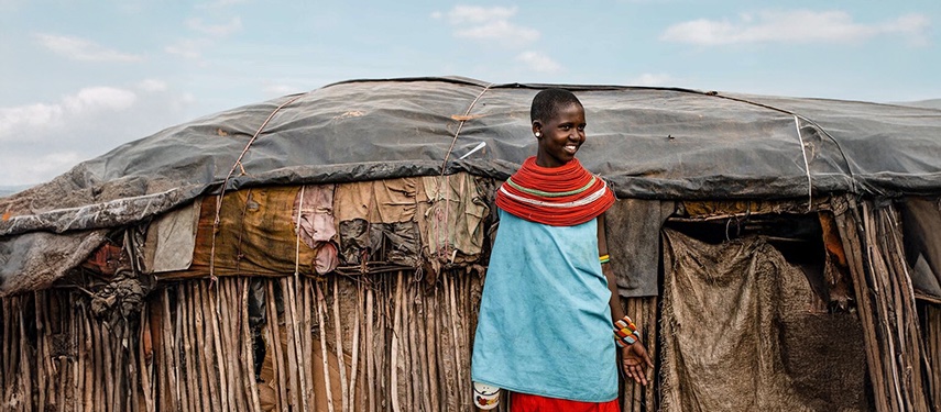 Traditional Samburu tribe Woman Tribal Attire Village Hut Sarara Wilderness Camp