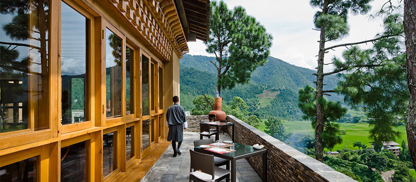 Peer out over the beautiful Punakha Valley from the hotel itself at Como Uma Punakha