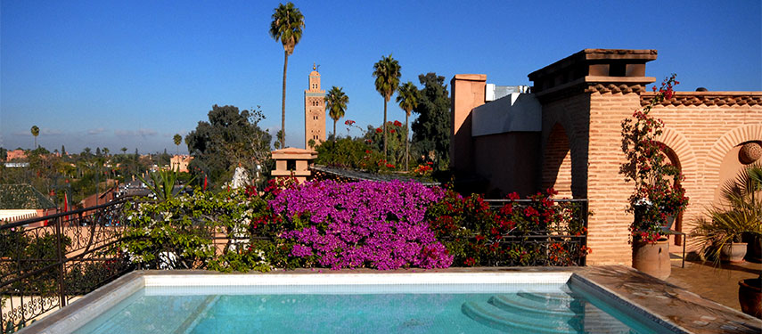 Vibrant colours by the pool at Villa Des Orangers