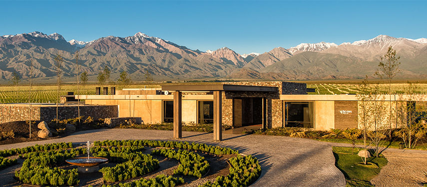 Andes as a backdrop to the luxurious Vines Resort & Spa in Mendoza Argentina