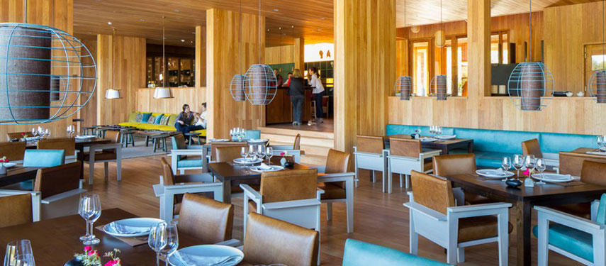 Dining area at a luxury hotel in Chile's Lake District