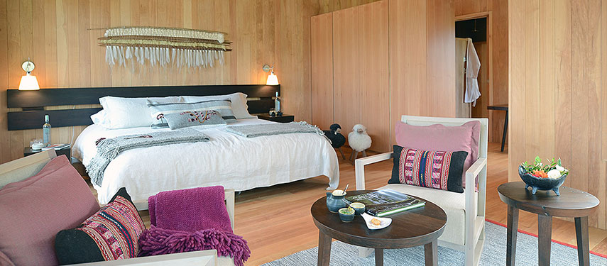 Cosy double suite at Hotel Vira Vira in Patagonia, Chile