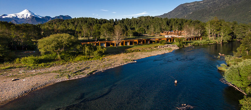 Hotel Vira Vira on the banks of Liucura River in Chile's Lake District