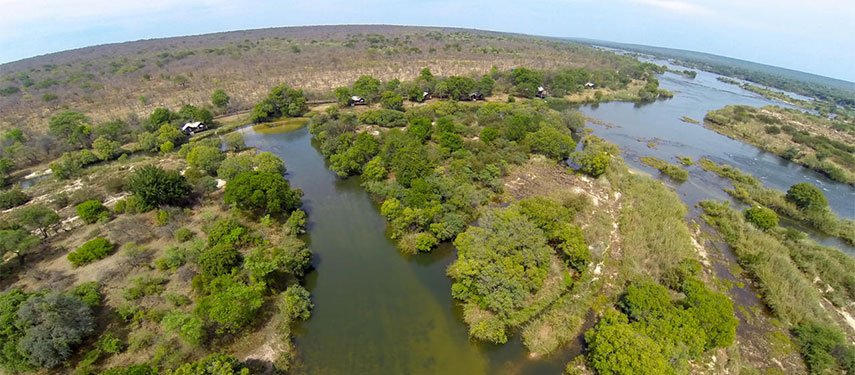Aerial view of Zambezi Sands River Camp